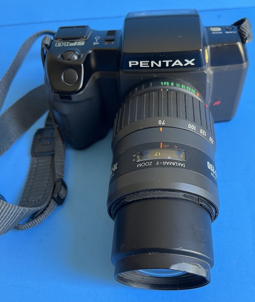 Pentax SF10 35mm SLR Film Camera with Takumar-F Zoom 1:4-5.6 70-200mm Untested